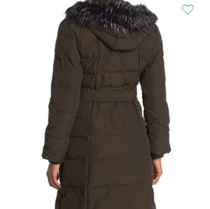 Kensi Maxi Belted Puffer Jacket with faux fur hood